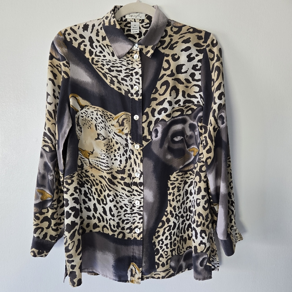 Spiegel Animal Print Button-Down Shirt